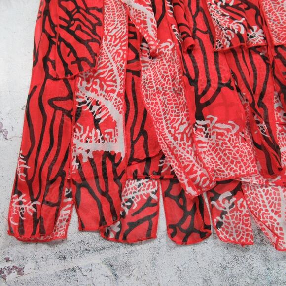 WORTH New York Red Silk Fringe Fire Dress Women’s Size 6 - Picture 7 of 12